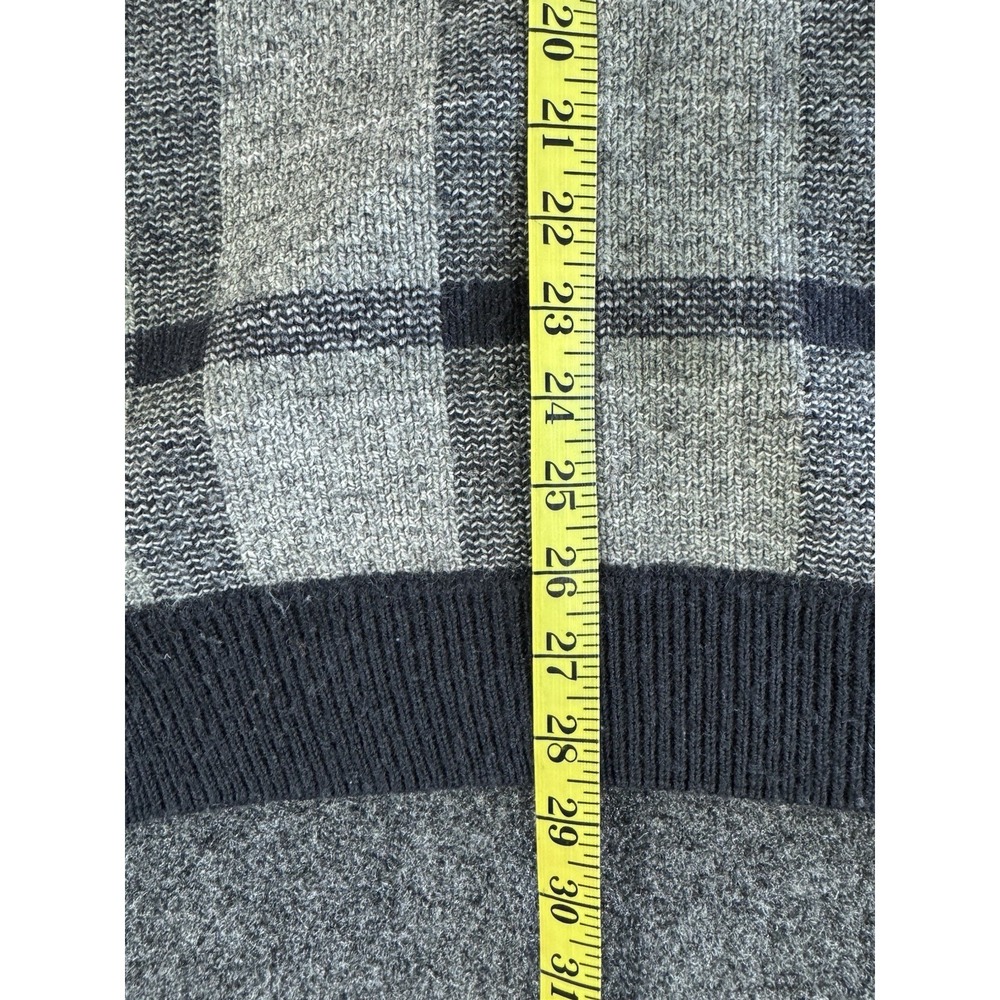 VTG Croft & Barrow Plaid Knit Sweater XXL Gray Black Wool Blend Crewneck - Picture 8 of 8